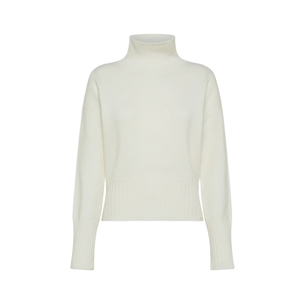 PEUTEREY Relaxed Silhouette White Turtleneck Sweater In Carded Wool